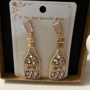 Bride Earrings Champagne Bottles New